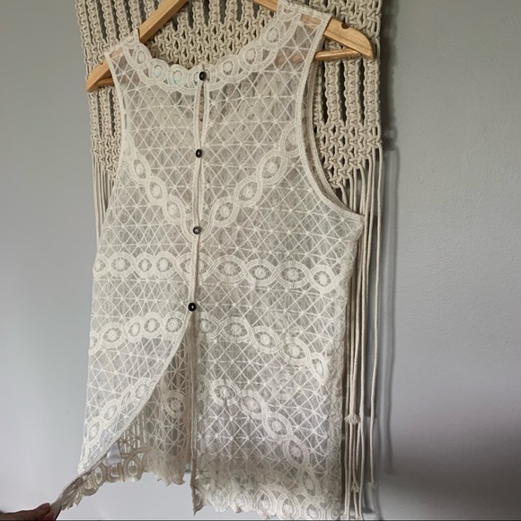 Maurices Sheer Lace Sleeveless Button Back Top - Picture 6 of 14